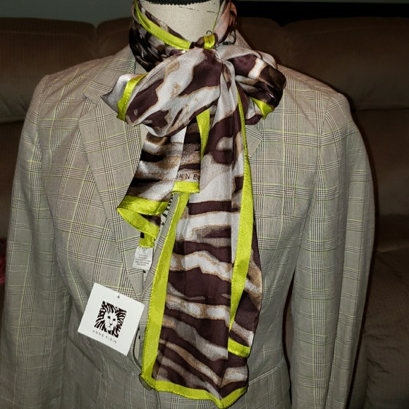 New Anne Klein Silk Pistachio Scarf